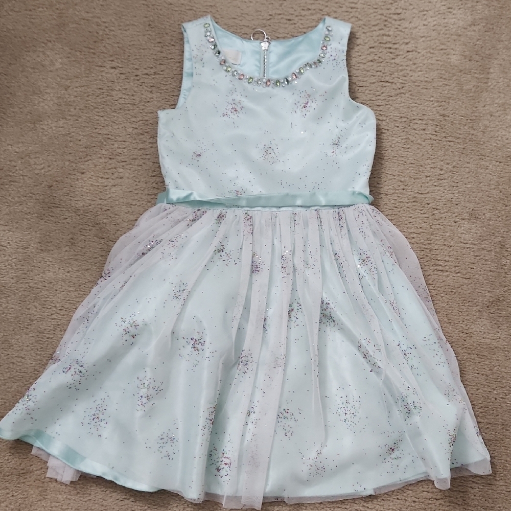 Elegant Kids' Blue Dress with Sparkle Accents
